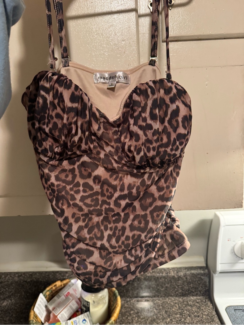 Madden Girl Tan Leopard Print Tank Straps Can Come Off
